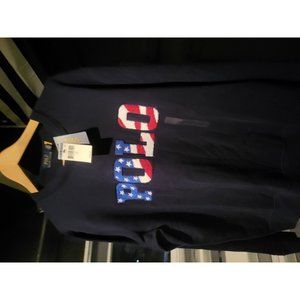 Rare NWT Polo Ralph Lauren Navy Blue America Flag POLO Knit Sweater